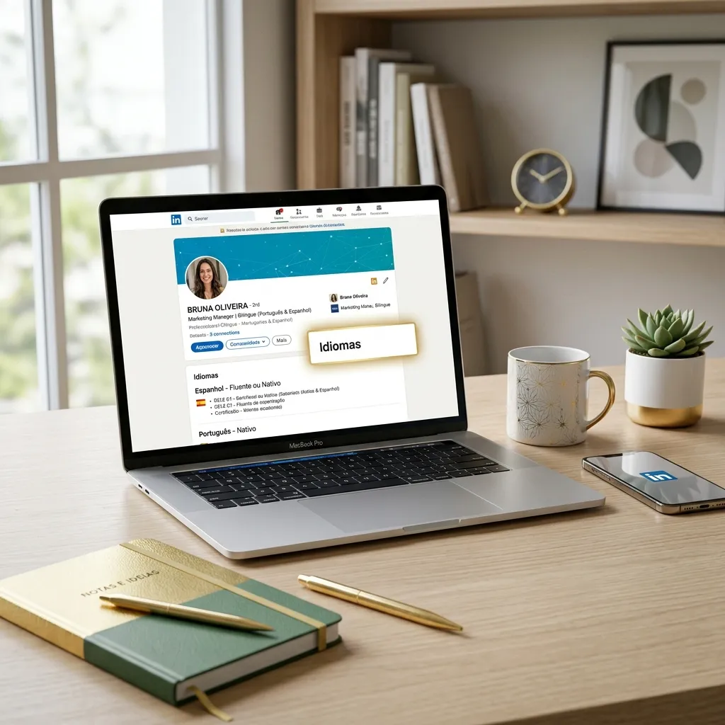 Perfil do LinkedIn mostrando a proficiência em espanhol