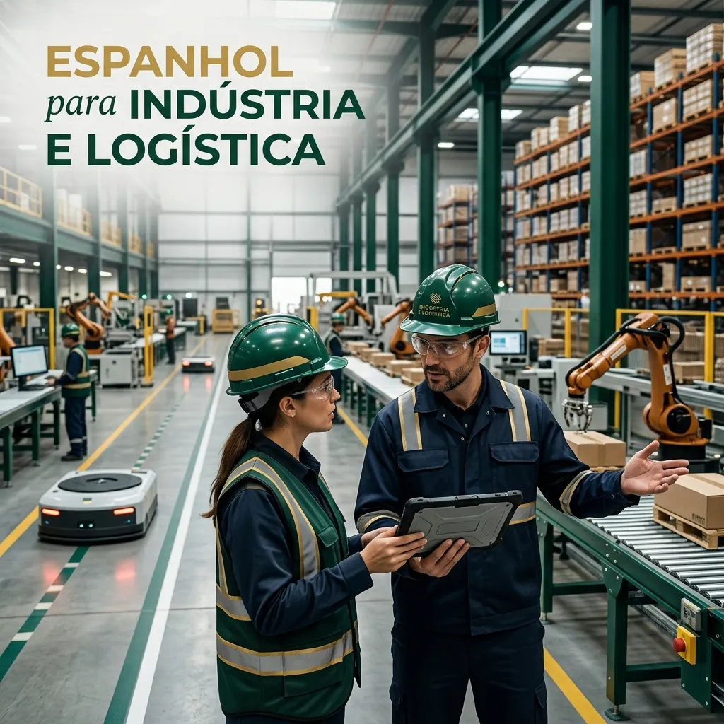 Engenheiros logísticos operando na indústria usando espanhol