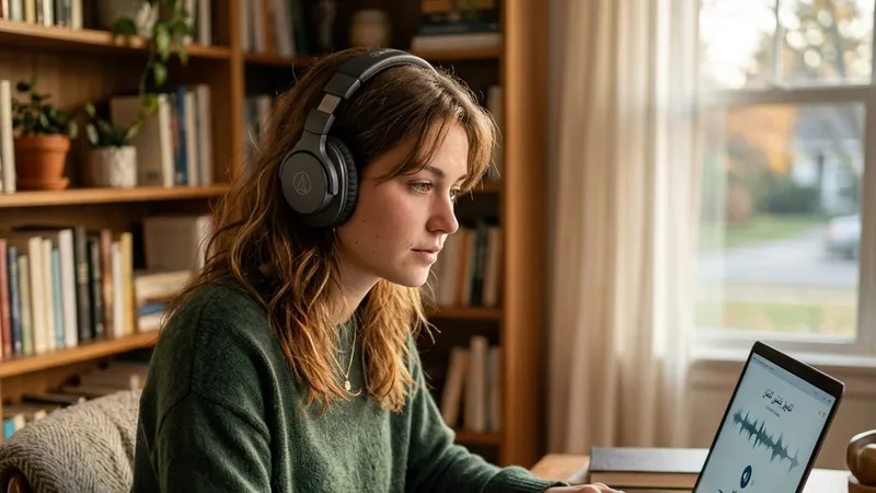 Pessoa estudando espanhol com fones de ouvido para melhorar a compreensão auditiva